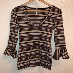 Free people striped top with gold shimmer